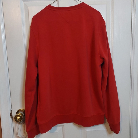 Tommy Hilfiger Red Spell Out Logo Crewneck Pullover Sweater Ivy Prep Size L - Picture 2 of 9